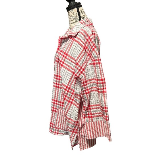 Habitat Red Plaid Textured Button Down Shirt Top Womens Large Outdoors Retro - Picture 3 of 8